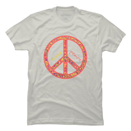Peace and love, colorful and groovy hippie sign, 60's symbol