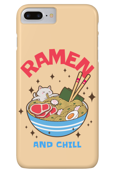 ramen and chill cat cute by Illustrationalofficial