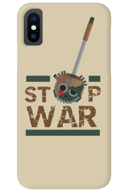 Stop War Damaged Tank Skull by crystaleyemedia