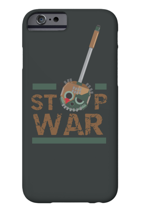 Stop War Damaged Tank Skull by crystaleyemedia