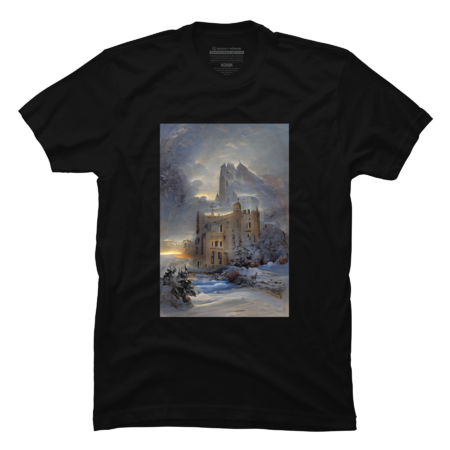 Castle In Snow, Retro Castle Painting, Christmas Gift