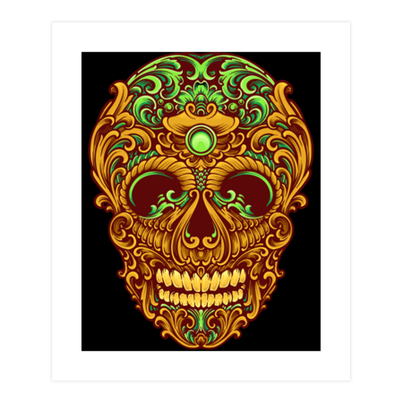 Skull head classic ornament apparel design by ArtGraris