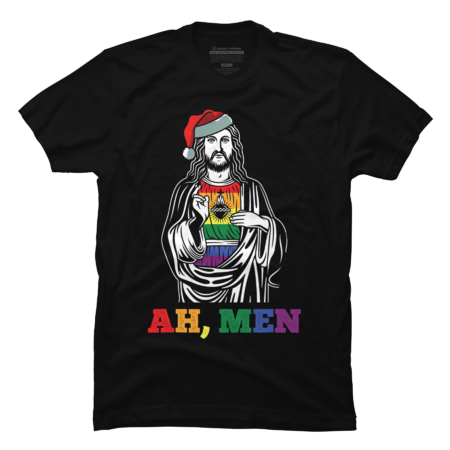 Ah Men Christmas Funny LGBT-Q Pride X-Mas Jesus Gay Christian