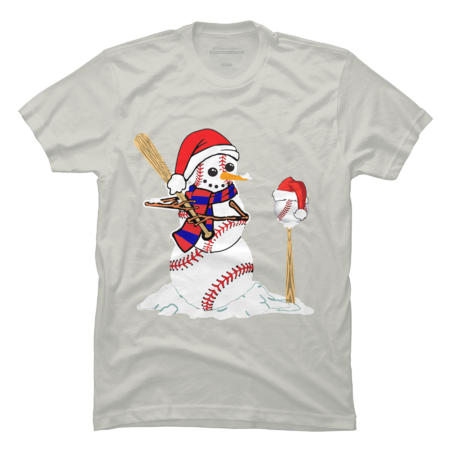 Baseball Christmas Snowman Playing Baseball