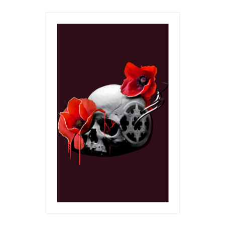 Skull With Poppy by ketrinart123