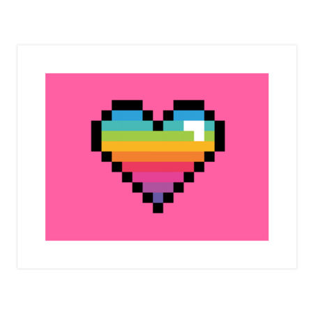 8-Bit Rainbow Horizontal Stripe Heart
