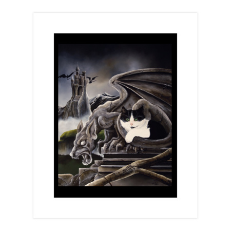 Cat and Gargoyle by tigressdragon