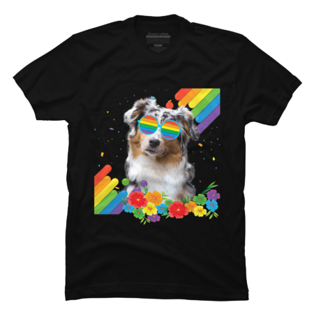 Proud LGBT Gay Australian Shepherd Dog Pride Flag Rainbow