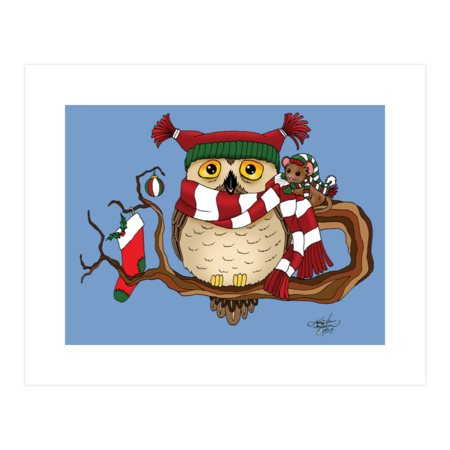 Christmas Owl and Mouse by tigressdragon