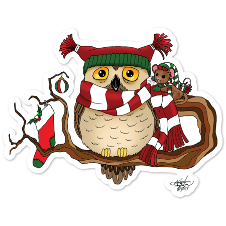 Christmas Owl and Mouse by tigressdragon