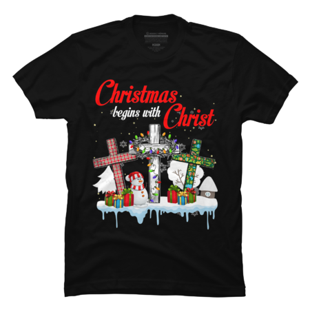 Jesus Christmas Begins With Christ Snowman Christian Cross