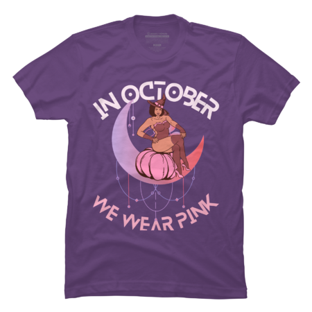 We wear pink in October Halloween witch Breast Cancer by SHOPP