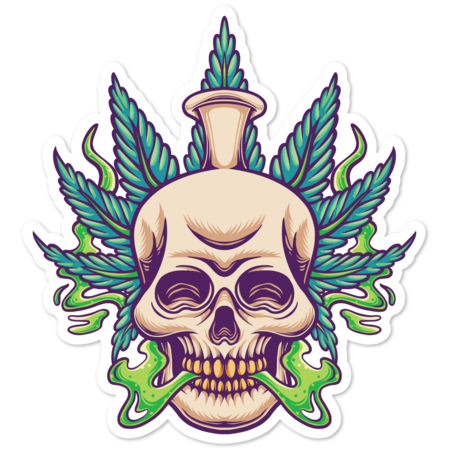 Skull with Cannabis Leaf
