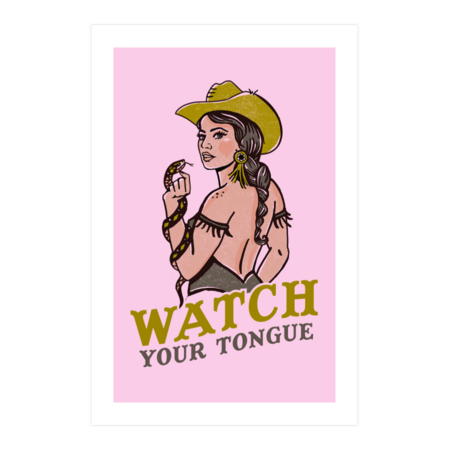 Watch Your Tongue: Sexy Retro Western Cowgirl Pinup &amp; Snake by TheWhiskeyGinger