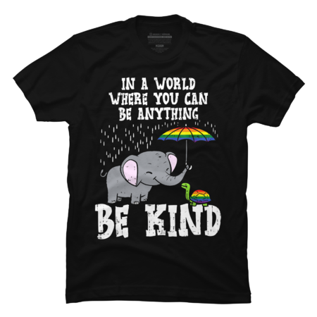 World Be Kind Elephant Turtle Rainbow Shirt by Tomoken
