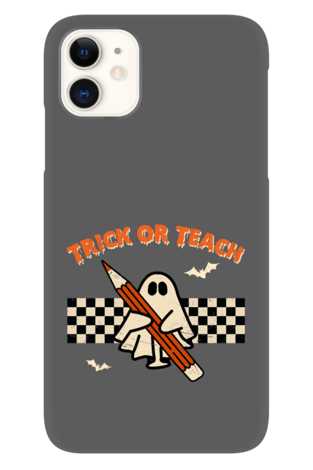 Trick Or Teach, cute retro ghost with pencil by restlessdesign