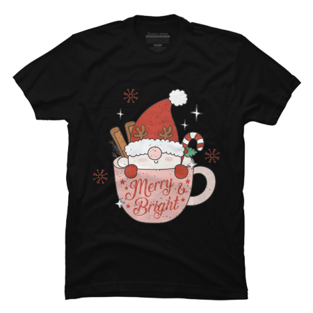 Merry And Bright Santa Hat Reindeer Christmas Hot Cocoa Xmas