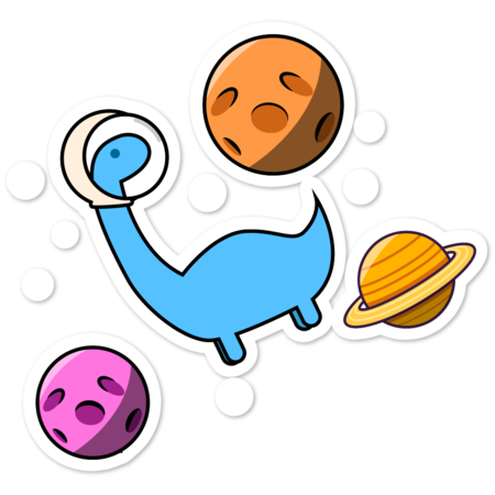 Cute chibi dinosaur in the space wear the astronaut helm by Ijjul