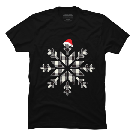 White &amp; Black Christmas Buffalo Plaid Snowflakes Santa hat