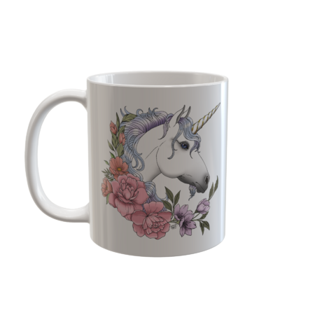 White Unicorn and Flowers by tigressdragon