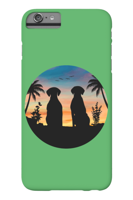 Two dogs looking at sunset by Lomo