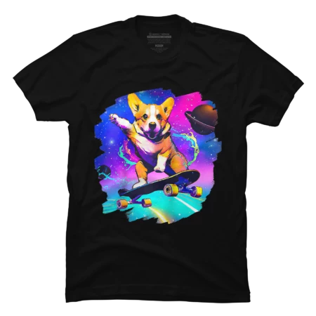 Corgi Skateboarding in Outer Space by MoonM2