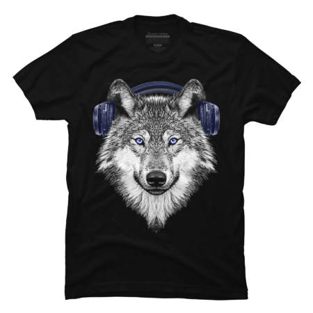 Wolf silhouette wolf with headphones