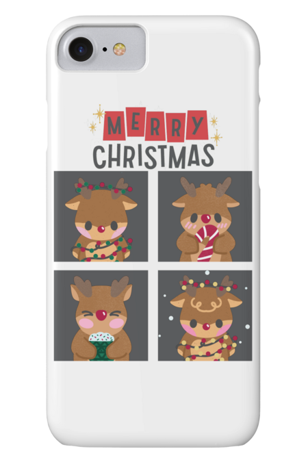 Merry Christmas cute Reindeers Seasons Greetings Tis The Season by BoogieCreates