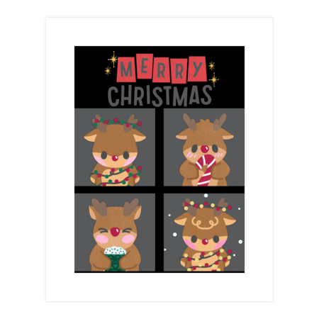 Merry Christmas cute Reindeers Seasons Greetings Tis The Season by BoogieCreates
