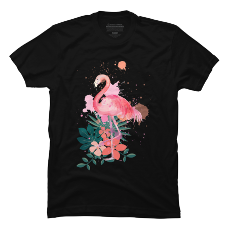 Watercolor Floral Flamingo T-Shirt by WinterJJ