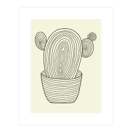 Cactus Line Art  - Simple Minimal Cactus Doodle by Titrit