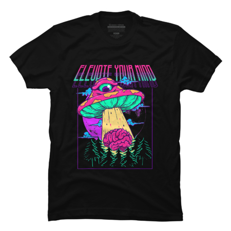 Psychedelic UFO Mushroom T-Shirt by Cutemeow
