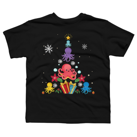 Funny Octopus Christmas Tree T-Shirt by Mandala69