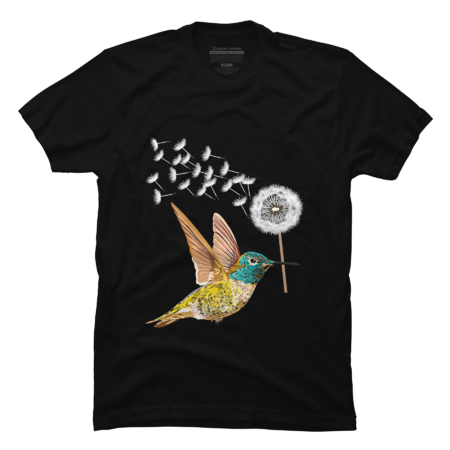 Dandelion  Flower  Hummingbird T-Shirt by Playmore