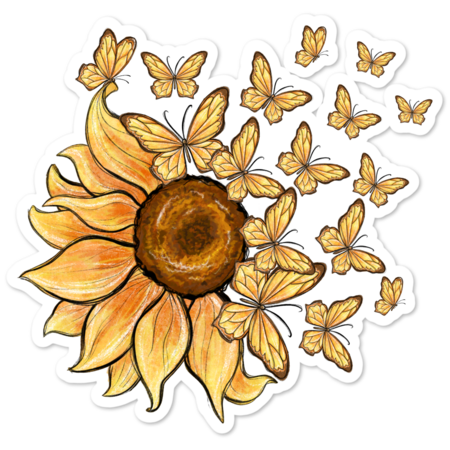Golden Sunflower and Yellow Butterfly Montage by SweetBelleDesigns