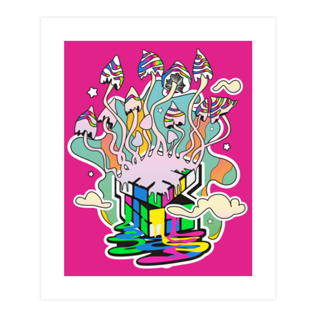 Magic affair - mushroom cube art by happycolours