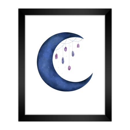 Moon with crystals by Adriannaillustrations