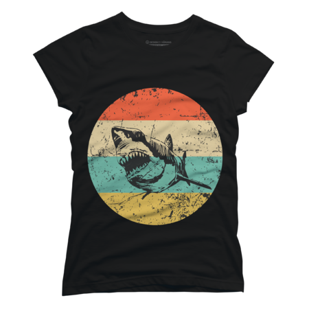 White Shark Retro T-Shirt by Rainyfern
