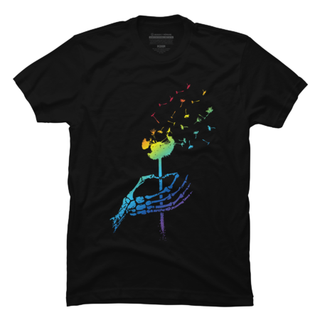 Dandelion Skeleton Hand LGBT Pride T-Shirt by Marilynart