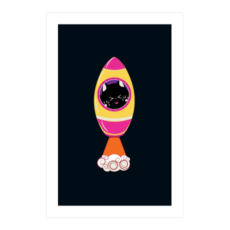Black kitten flies in the rocket by AnnArtshock