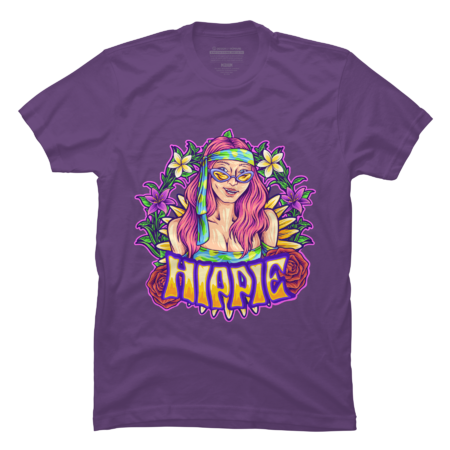 Smiling teenage hippie girl flower child apparel design