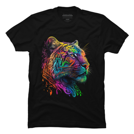 Rainbow Tiger Head Wild Animal Graphic