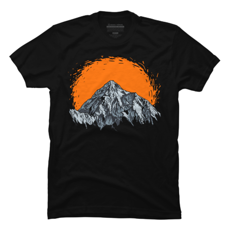 Snowy rocks of Mount K2 on orange vintage background by crisp1pronunciation