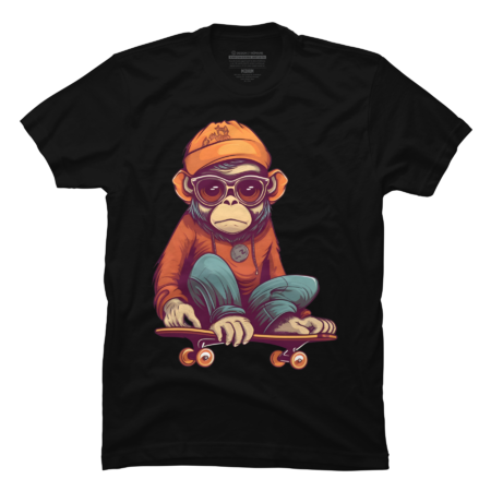 Cute Funny Monkey Skateborder Skateboarding Unique Monkey Design by Wortex