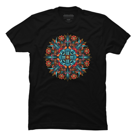 Trippy hippie psychedelic colorful mandala with mushrooms by boriana