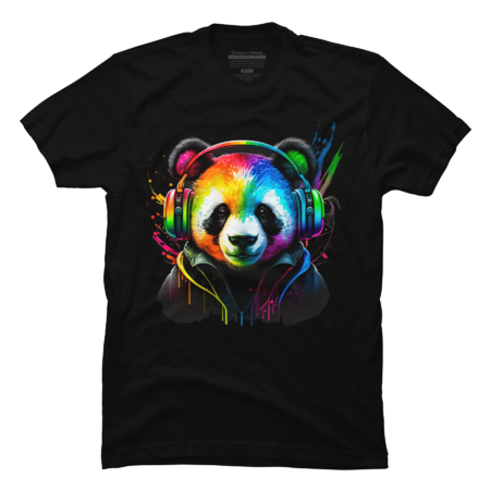 Rainbow DJ Panda Headphones Music