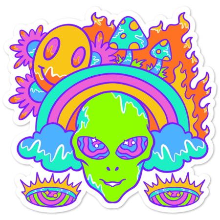 Alien Trippy Smiley Mushroom by yoyvector