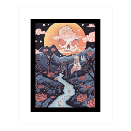 Skull Moon Roses by happycolours