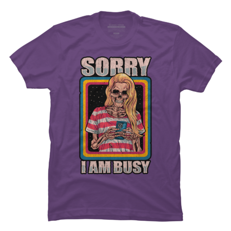 Sorry I Am Busy Woman Skeleton With Phone In Vintage Cracked Sty by Stayhoom