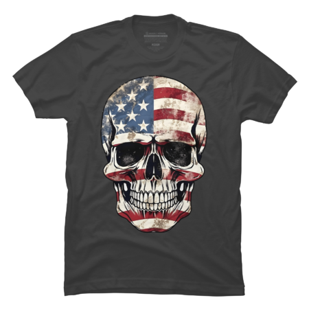 Awesome American Flag USA Patriotic Skull 4th Of July by Wortex